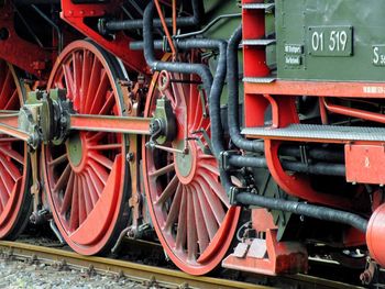 Close-up of train on railroad track