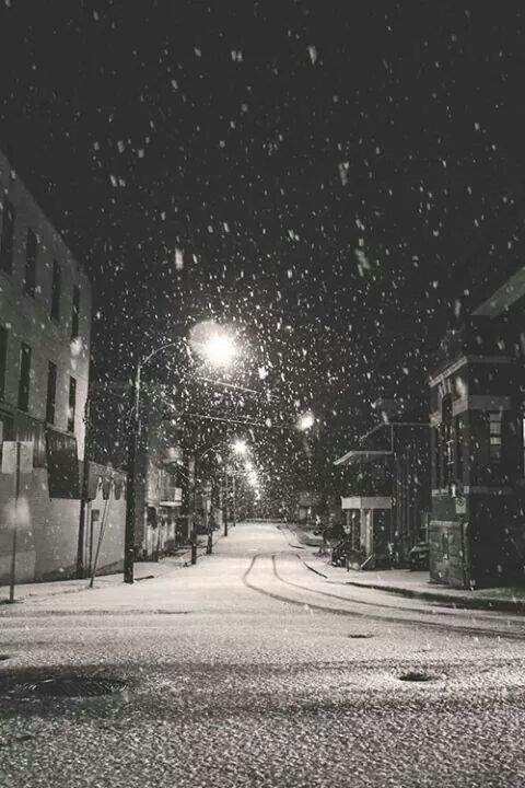 night, illuminated, the way forward, street light, street, building exterior, diminishing perspective, road, architecture, lighting equipment, built structure, transportation, vanishing point, snow, city, season, winter, empty, cold temperature, tree