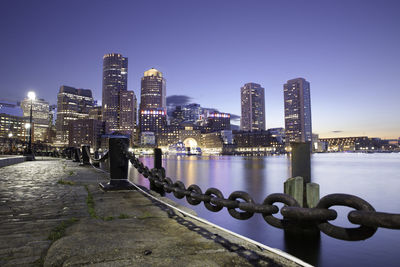 View of city at night