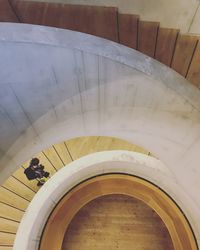 High angle view of spiral staircase of building