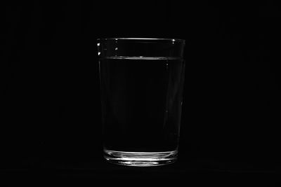 Close-up of glass of water against black background