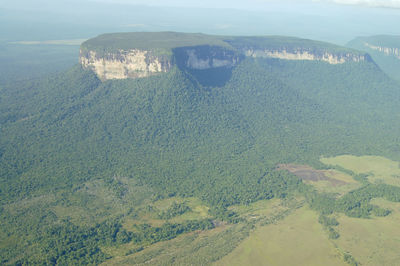 High angle view of mountain range against sky