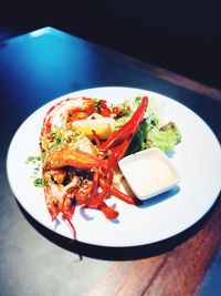 High angle view of meal served in plate