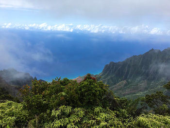 Scenic view of mountains against sky