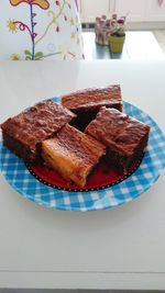 Close-up of served chocolate cake