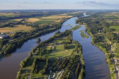Aerial view of the loire valley by day, france