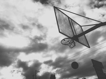 Low angle view of basketball hoop against sky