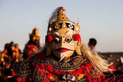 Close-up of people wearing costume during traditional festival