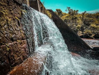 Water splashing on rocks