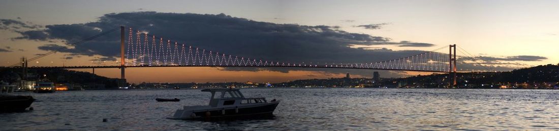 Bridge over river at sunset