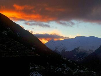 Scenic view of mountains against cloudy sky