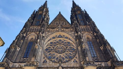 Low angle view of temple building against sky
