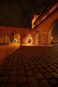 Illuminated building at night