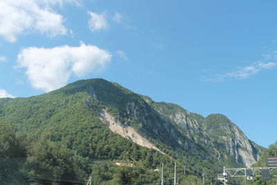 Low angle view of mountains against sky