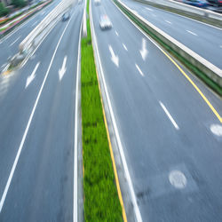 High angle view of vehicles on road