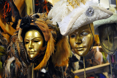 Close-up of mask for sale