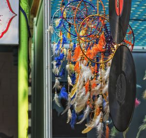 Close-up of colorful dreamcatcher