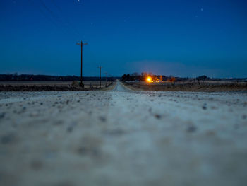 Surface level of road at night