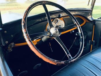 Close-up of steering wheel