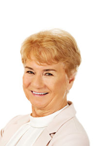 Portrait of a smiling young woman over white background