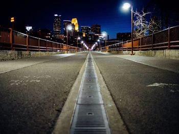 Surface level of illuminated street lights at night