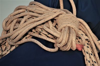 Close-up of rope tied to boat