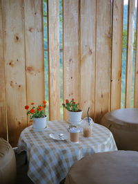 View of breakfast served on table