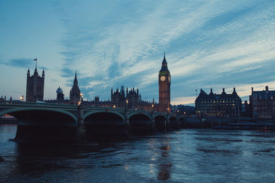 Westminster bridge over river with city in background