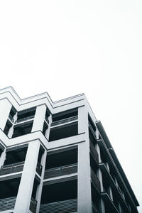 Low angle view of modern building against clear sky
