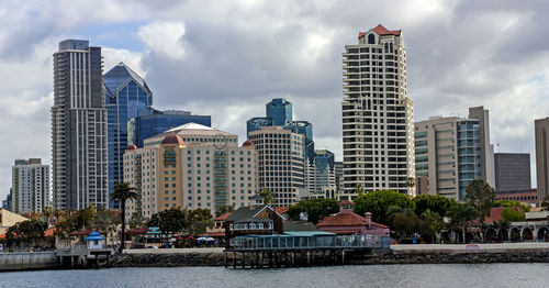 San diego marina panoramic view with modern skyscrapers in san diego, california.