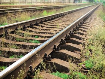 High angle view of railroad tracks