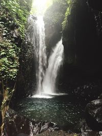 View of waterfall in forest