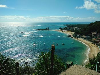 Scenic view of sea against blue sky