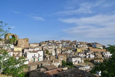 Panoramic view of grottole, a village in the basilicata region, italy.