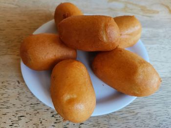 High angle view of bread on table