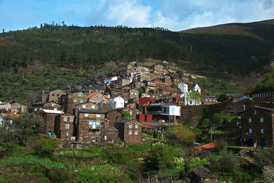 High angle view of townscape against sky