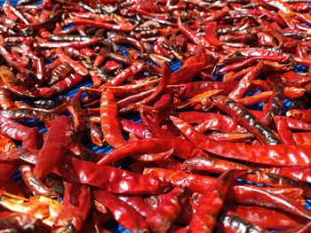 Full frame shot of red chili peppers for sale