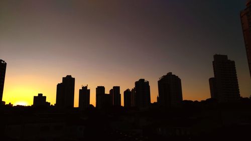 View of city at sunset