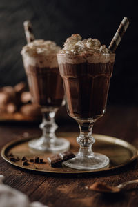 Warm chocolate and coffee beverage / drink - dark and moody vintage food photography