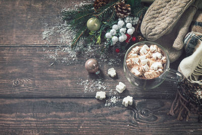 High angle view of food on table