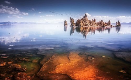 Scenic view of lake against sky