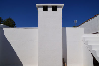 Low angle view of white building against clear sky