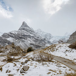 Snow covered mountain against sky