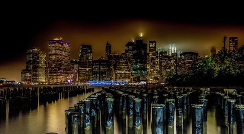 Illuminated city at night