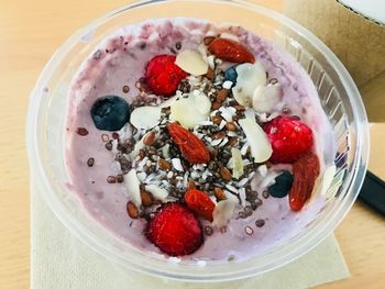 High angle view of breakfast served in bowl