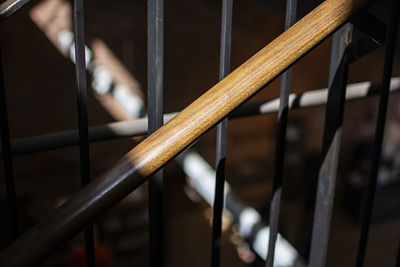 Close-up of metal railing in building