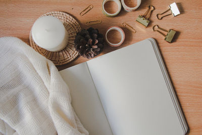 Directly above shot of objects on table