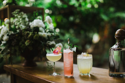 Drinks on a bar close up photo