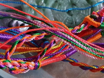 Close-up of multi colored ropes 