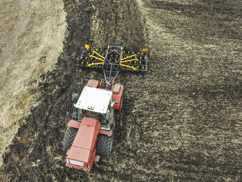 High angle view of construction site on road